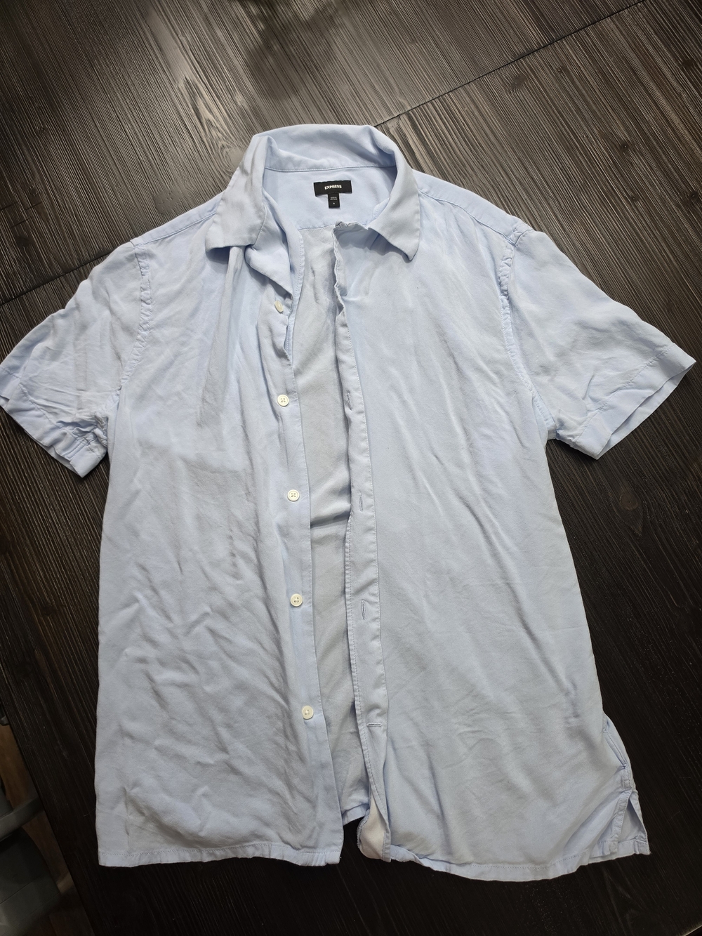Express Light Blue Short Sleeve Button-Down Shirt